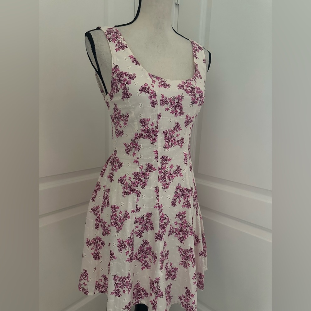 Marshalls White and Purple Floral Mini Dress